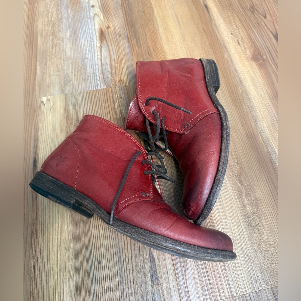 Vintage Frye Chukka Boots Red Burgundy
